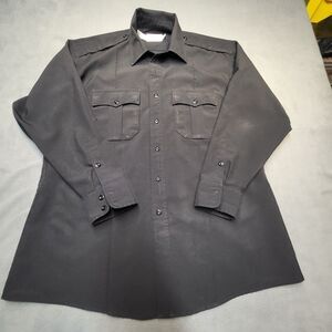 Elbeco TexTrop2 Shirt Mens 17.5 Black Tactical Zip Up Mock Button Up Long Sleeve